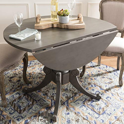SAFAVIEH Furniture - Forest Drop Leaf Dining Table - Grey Wash - Solid Wood - Farmhouse Drop Leaf Design - Seats 4 - Ideal for Dining Room, Kitchen, 43.3"W x 43.3"D Open (DTB1000C)