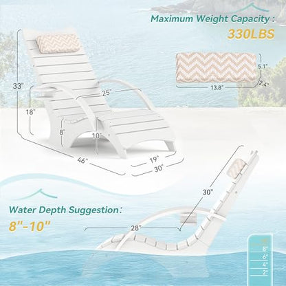 Pool Lounge Chairs Set of 2 with Armrest & Cupholder, 8-10 Shallow, view 3
