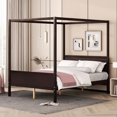 Queen Size Canopy Bed with Headboard and Footboard, view 4