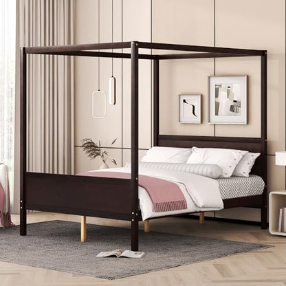 Queen Size Canopy Bed with Headboard and Footboard, view 4