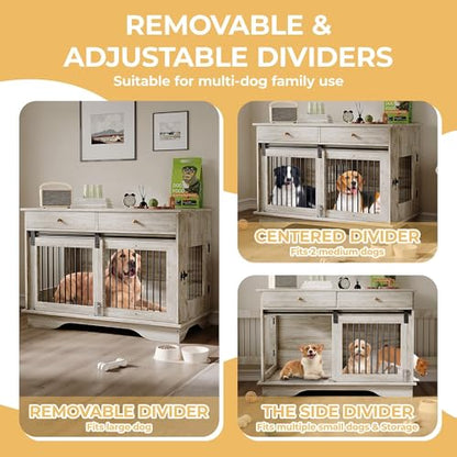 Double Dog Crate Furniture with 2 Drawers, view 7