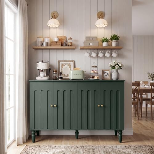 47” Arched Fluted Sideboard Buffet Cabinet with Storage, Green, view 6
