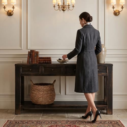Signature Design by Ashley Gavelston Sofa Table, 64 Inch Console Table with 4 Drawers, Mixed Wood Construction, Behind Couch Storage for Living Room, Weathered Black