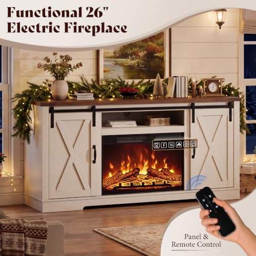 Fireplace TV Stand with Sliding Barn Door for TVs up to 75", view 6