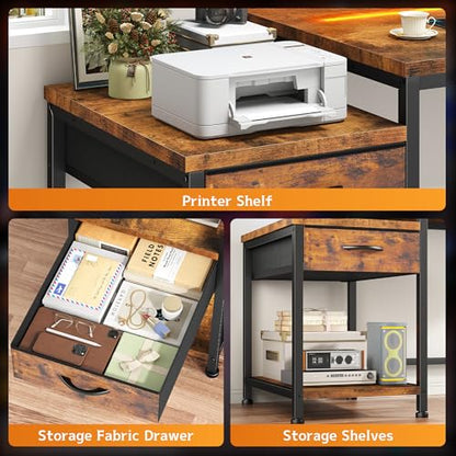 56"Computer Desk with Printer Shelf,Drawer & Hook for Home Office, view 4