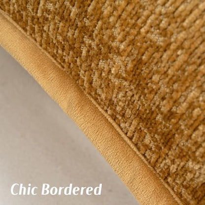Tobacco Chenille Throw Pillow Covers 24x24 Inch Set of 2,Soft Cozy Bound Edge Design European Cushion Cover,Home Decor for Couch Bed Living Room