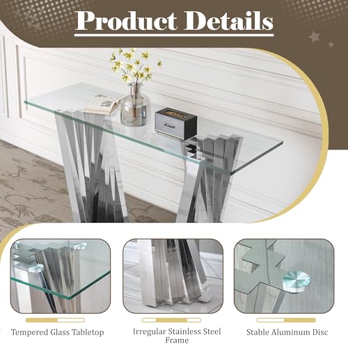 55" Glass Console Table, view 6