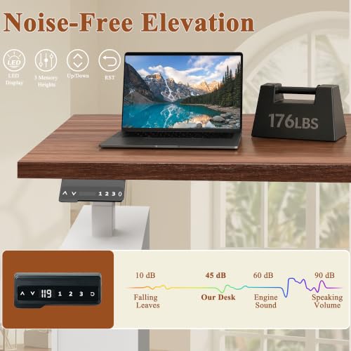 L Shaped Electric Standing Desk, 55" Executive Desk with Storage, view 7