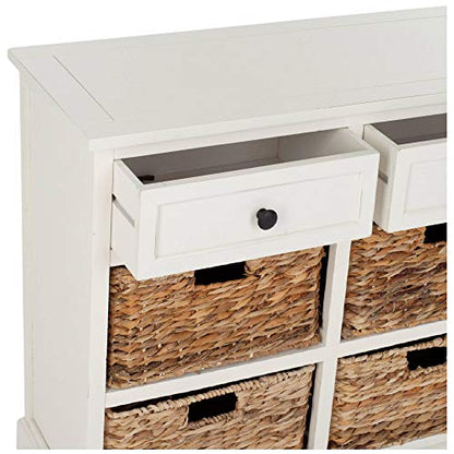 SAFAVIEH Furniture - Herman 2-Drawer Storage Unit - Distressed Cream - Solid Wood - Classic Storage Design - Ideal for Living Room, Entryway, 29" W x 13" D x 27.5" H - Fully Assembled (AMH5702C)