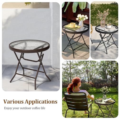 Outdoor Side Table - Small Patio End Table All Weather, Patio Furniture Sets and Outside Furniture for Pool, Balcony, Deck, Porch, Brown