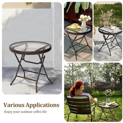Outdoor Side Table - Small Patio End Table All Weather, Patio Furniture Sets and Outside Furniture for Pool, Balcony, Deck, Porch, Brown
