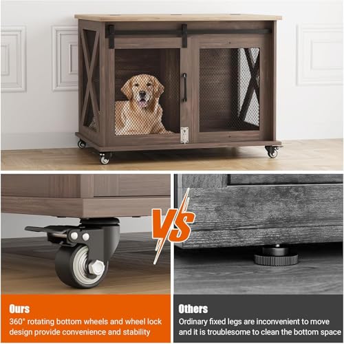 37 Inch Dog Crate Furniture for Medium Dogs with Removable Divider, view 7