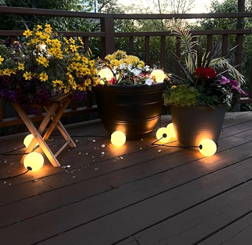 Orb Outdoor Indoor String Lights - Frosted Lantern LED String with 10 Weatherproof Globe Lights - Plug in Commercial Grade Light Strand for Patio, Porch, Garden, Café - 30 Ft, Black