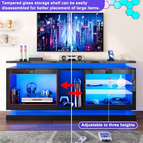 70" TV Stand W/LED Lights&Power Outlets, view 4