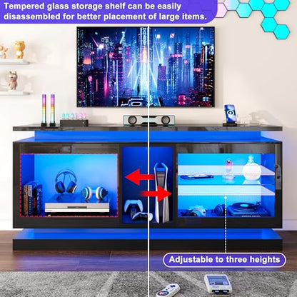 70" TV Stand W/LED Lights&Power Outlets, view 4