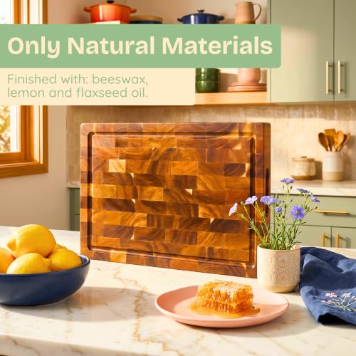 End Grain Butcher Block Cutting Board [1.5" Thick]. Made of Acacia Wood, view 3