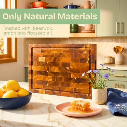 End Grain Butcher Block Cutting Board [1.5" Thick]. Made of Acacia Wood, view 3