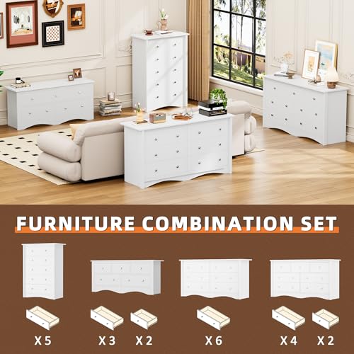 Dresser for Bedroom, 7 Drawer Dresser, White, view 8