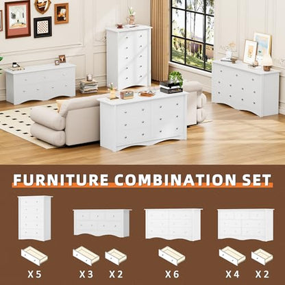 Dresser for Bedroom, 7 Drawer Dresser, White, view 8
