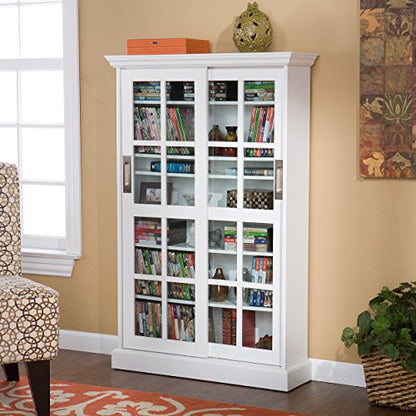Sliding Door Media Cabinet - White, view 6