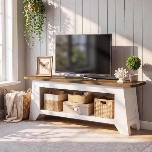 Farmhouse TV Stand, 63-Inch TV Stand for 55/65/70 Inch TVs, view 2