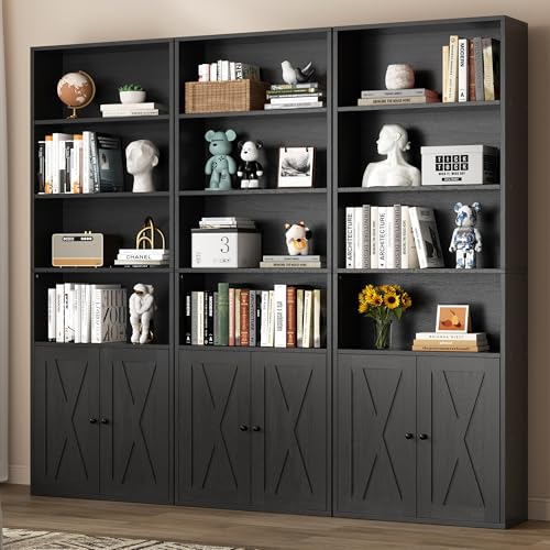 6 Tier Bookshelf with Doors, Tall Standing Bookcase, view 3