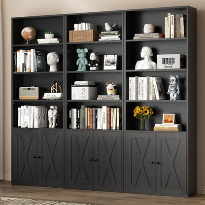 6 Tier Bookshelf with Doors, Tall Standing Bookcase, view 3