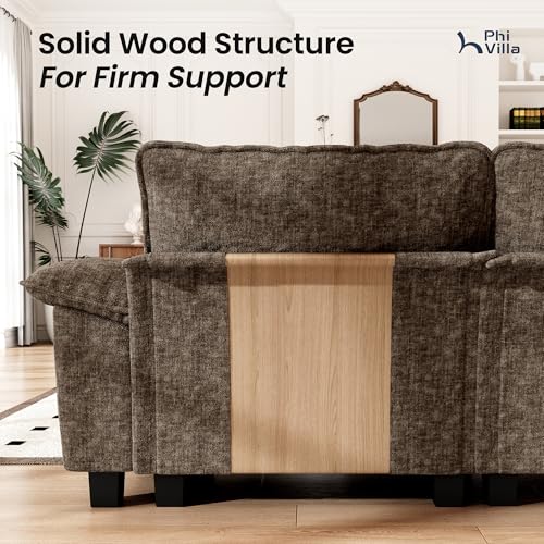 Cloud Modular Couch Sets, 123.6" Oversized Sectional Sofa with U-Shaped Chaise, 5-Seater Couches with 2 Movable Ottomans for Living Room, Chenille Grayish Brown