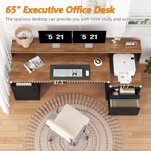 Computer Desk with 3 Drawers & Storage Shelves, view 5