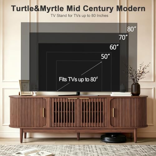 70 Inch Fluted Mid-Century Modern TV Stand for Living Room, view 5