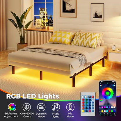 Queen Metal Bed Frame with LED Lighting, view 5