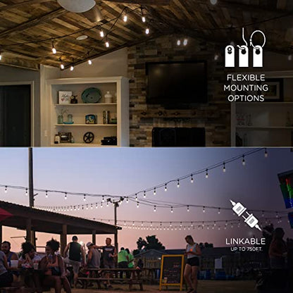Classic Warm White String Lights, 48ft Black Cord, 24 Shatterproof Acrylic Bulbs, view 5