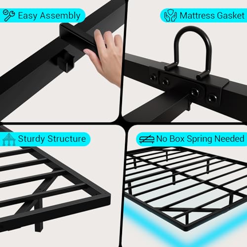 Queen Metal Bed Frame with Smart Lights and Charging Station, view 8