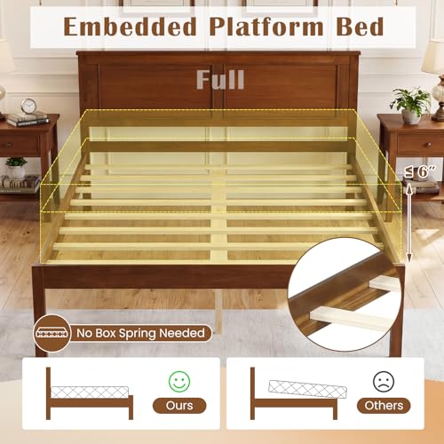 Wood Full Size Bed Frame with Headboard, view 7