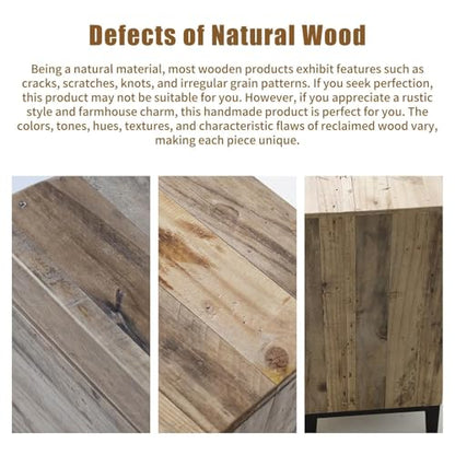Farmhouse Nightstand Wood Bedside Table with 3-Drawers Bedside End Tables Storage for Living Room, Hallway, Handmade Distressed, Natural