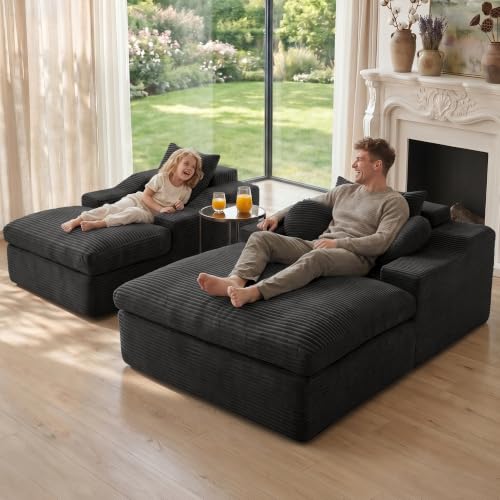 Oversized Chaise Lounge Chair Indoor,Boneless Reading Chair with Pillow, view 6