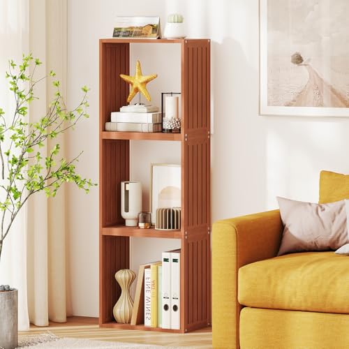 6 Cube Bookcases, Solid Wood Stacking Storage Organizers w/Open Slatted Design, Multifunctional DIY 6-Cube Shelving for Indoor Outdoor Use, Living Room, Bedroom, Balcony, Yard