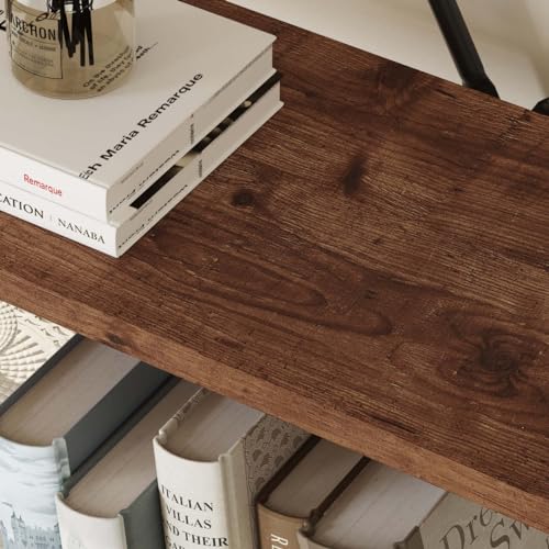Ladder Shelf Bookcase, 5-Tier Industrial Ladder Bookshelf, Tall Living Room Shelves, Wood and Metal Leaning Shelf for Home Office, Kitchen, Bedroom, Balcony (Rustic Oak)