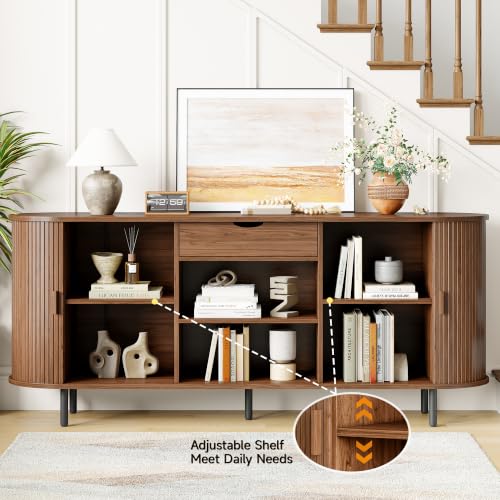 70" Sideboard Buffet Cabinet with Drawer&Adjustable Storage Shelves, view 5