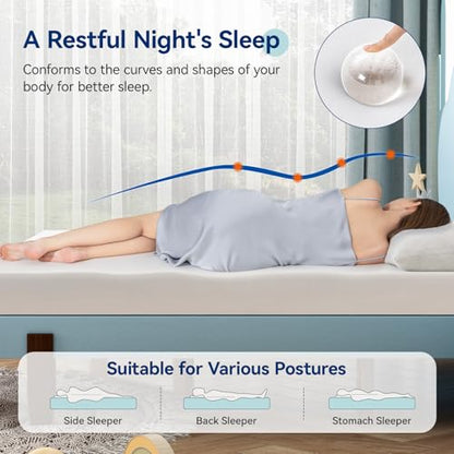 Memory Foam Mattress, Soft Plush Feel, Breathable, 6 Inch, Twin, White/Grey, view 6