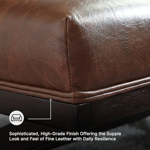 Signature Design by Ashley Sidewinder Mid-Century Modern Faux Leather Accent Chair, Brown