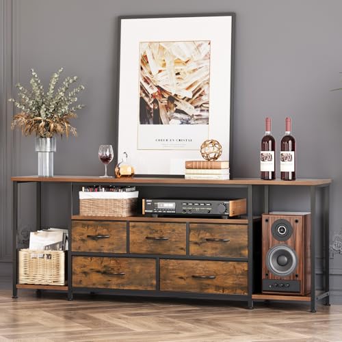 TV Stand for TVs Up to 75 Inch, Rustic Brown, view 5