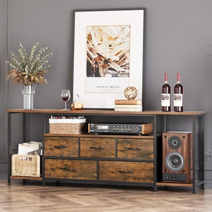 TV Stand for TVs Up to 75 Inch, Rustic Brown, view 5