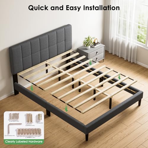 Queen Size Bed Frame, Sturdy and Durable with 12 Support Legs, 1300 lbs Capacity, view 6