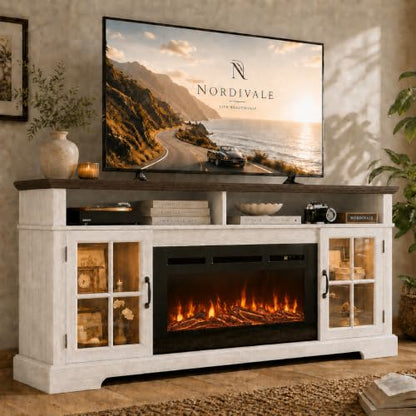 70" Fireplace TV Stand, Modern Entertainment Center for TVs Up to 80”, view 2