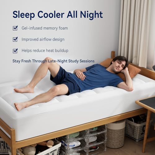 Twin XL College Dorm Essentials 3 Inch Memory Foam Mattress Topper, view 5