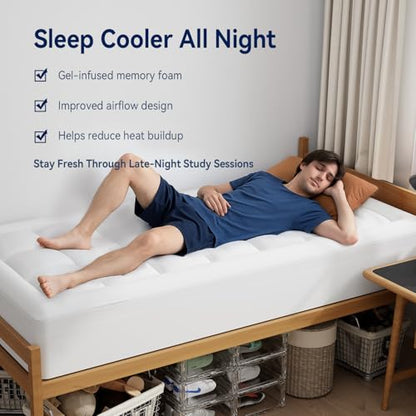 Twin XL College Dorm Essentials 3 Inch Memory Foam Mattress Topper, view 5