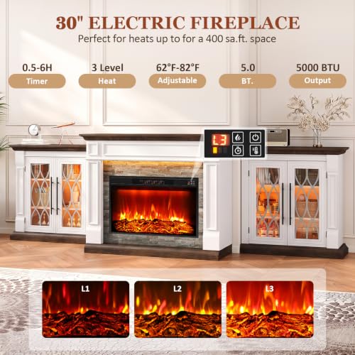 104" LED Electric Fireplace TV Stand with Outlet, For TVs Up to 100 Inch, view 5
