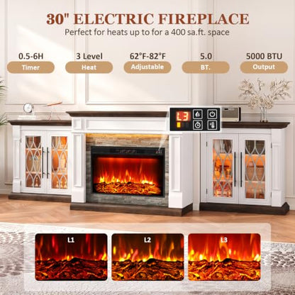 104" LED Electric Fireplace TV Stand with Outlet, For TVs Up to 100 Inch, view 5
