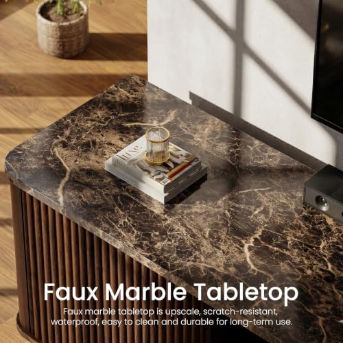 Faux Marble Top TV Stands for Living Room Bedroom 70” TV Consoles, view 4